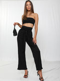 Ribbed Bandeau Crop Top & Tie Knot Trouser Co-ord