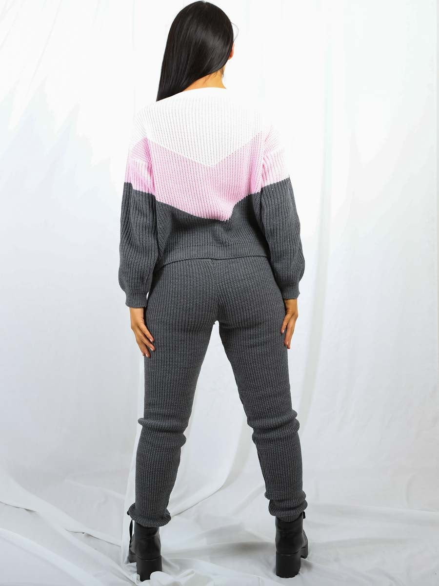 Contrast Colour Block Knitted Co-ord