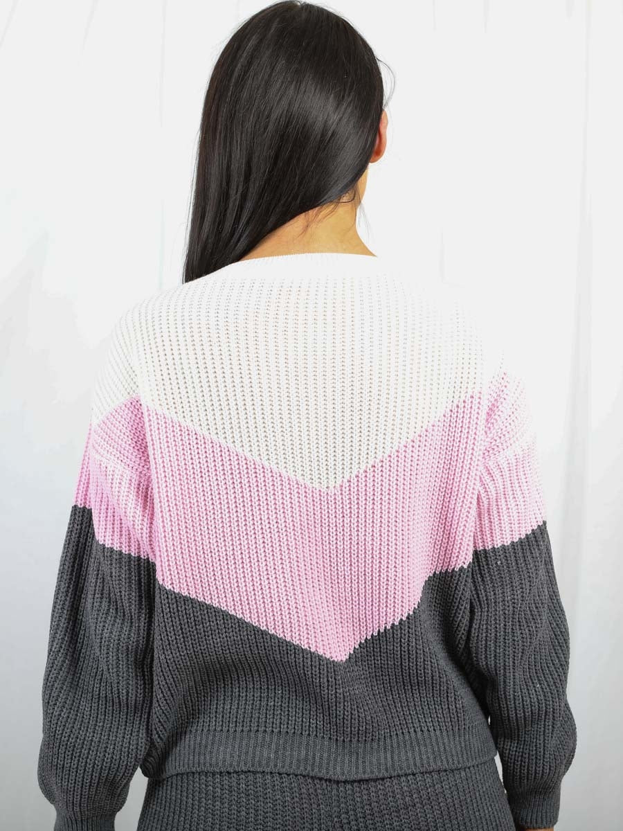 Contrast Colour Block Knitted Co-ord