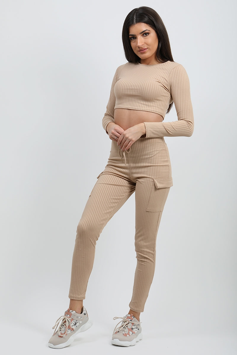 Ribbed Crop Top & Pocket Trouser Co-ord