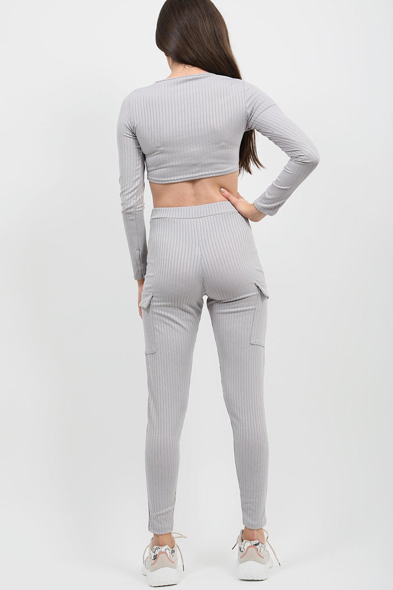 Ribbed Crop Top & Pocket Trouser Co-ord