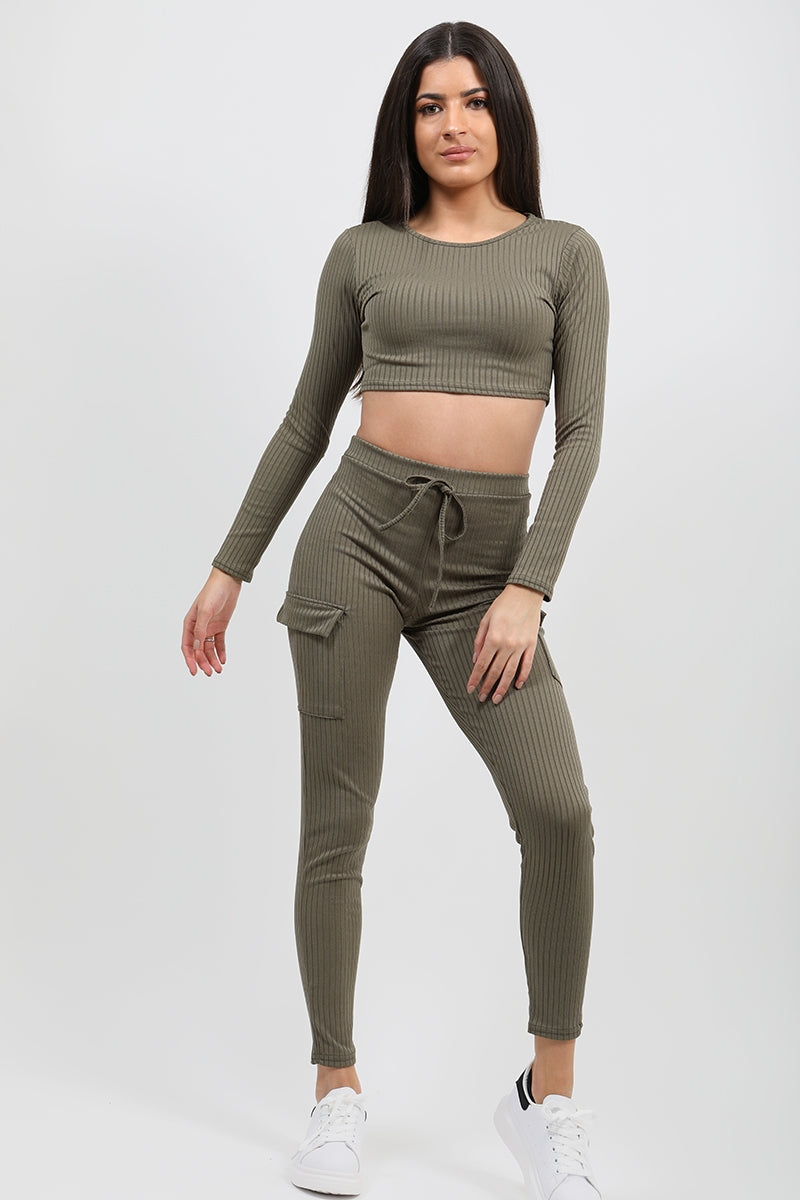 Ribbed Crop Top & Pocket Trouser Co-ord
