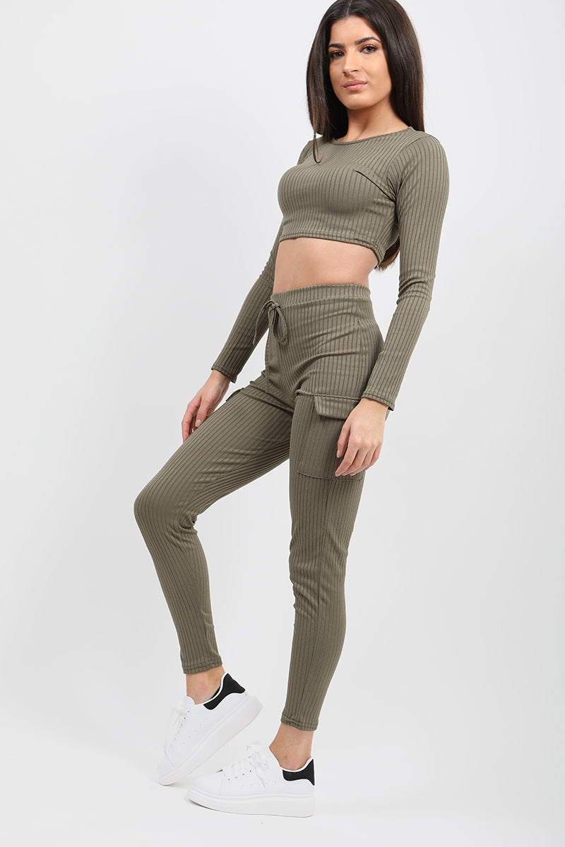 Ribbed Crop Top & Pocket Trouser Co-ord