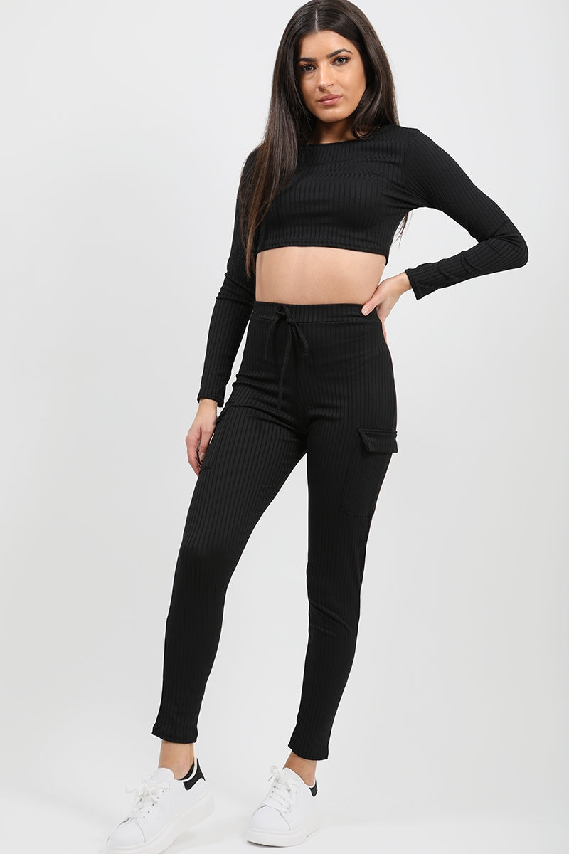 Ribbed Crop Top & Pocket Trouser Co-ord