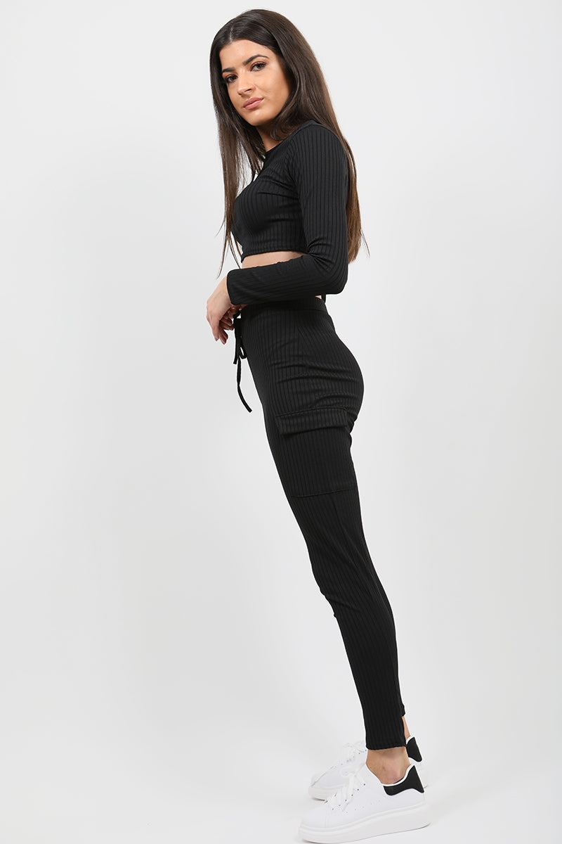 Ribbed Crop Top & Pocket Trouser Co-ord