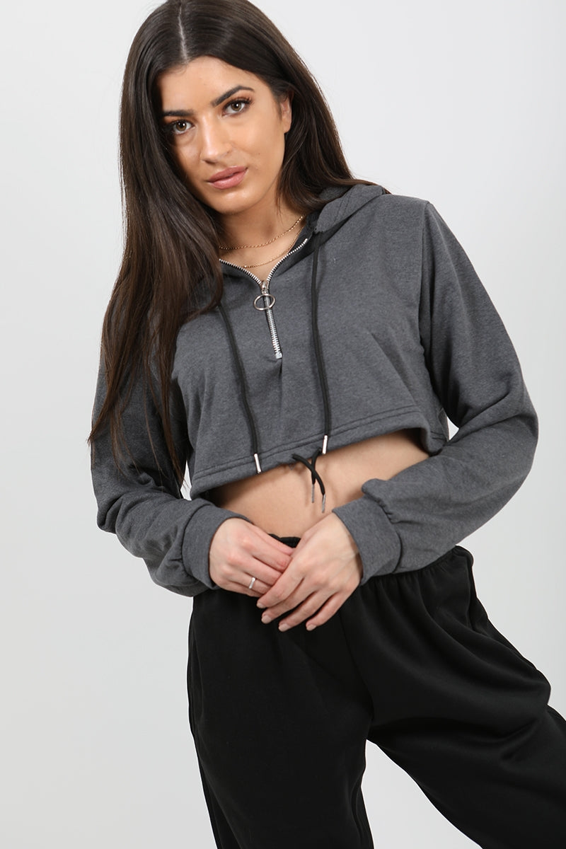 Zip Up Cropped Hoodie