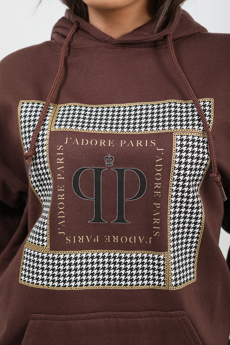 J'Adore Paris Print Fleeced Hoodie