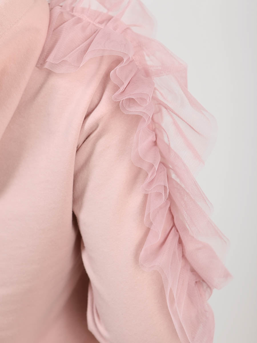Mesh Frill Sleeve Hoodie Jumper Dress