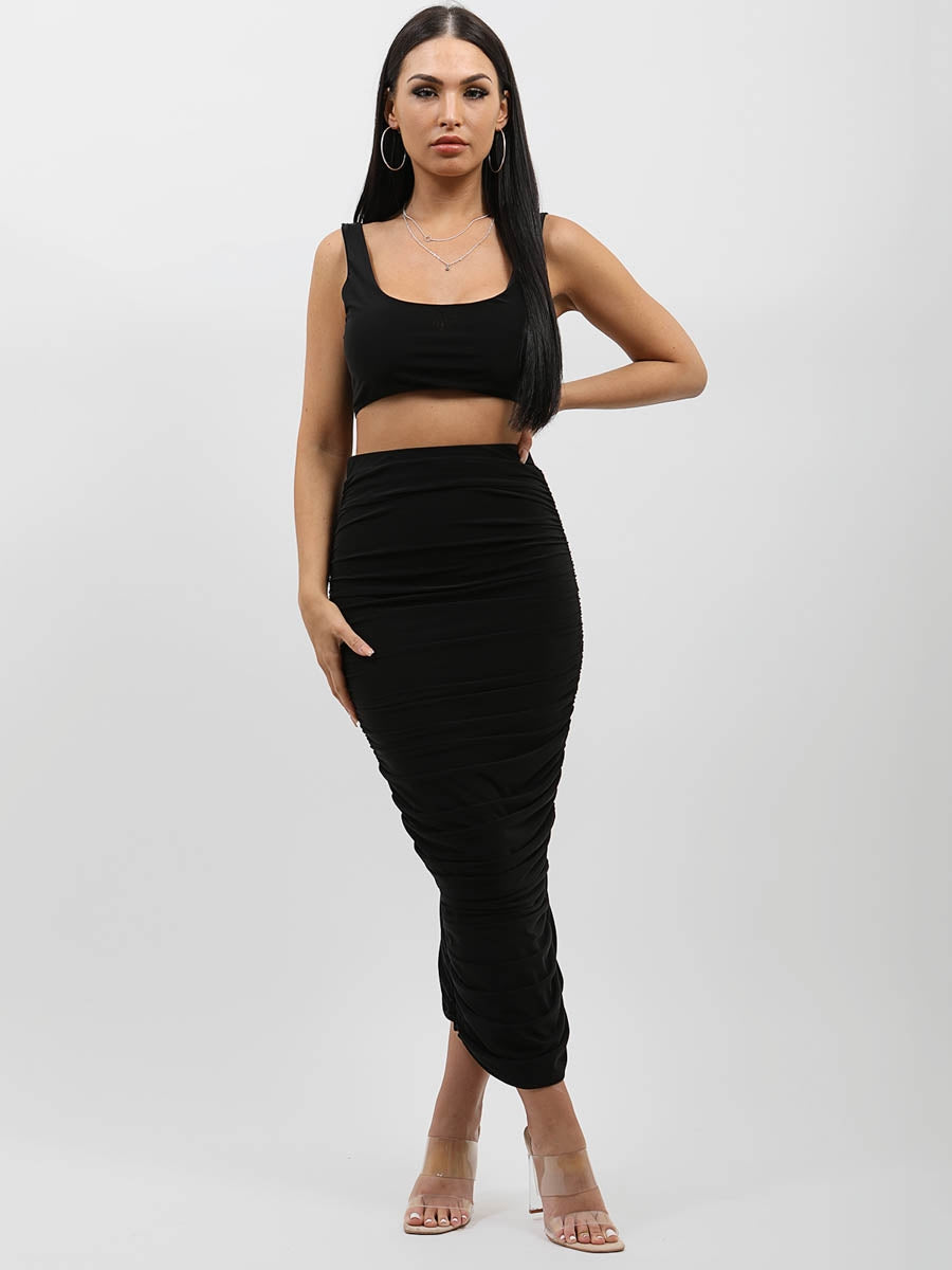 Slinky Bralet & Ruched Skirt Co-ord