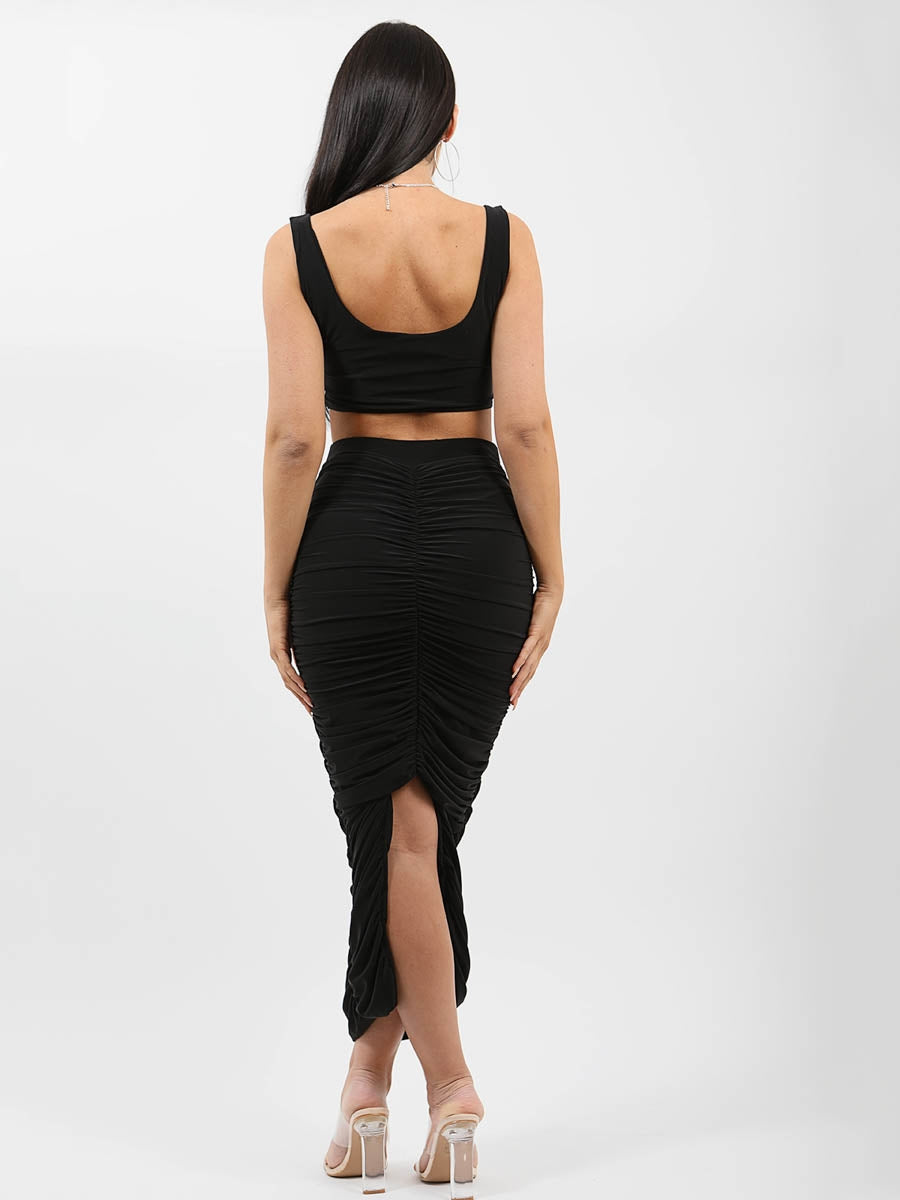 Slinky Bralet & Ruched Skirt Co-ord