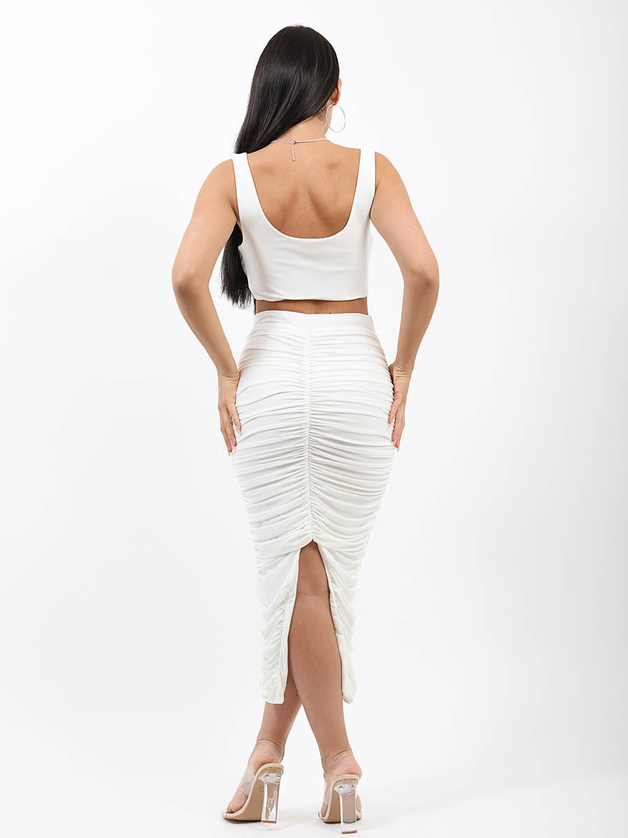 Slinky Bralet & Ruched Skirt Co-ord