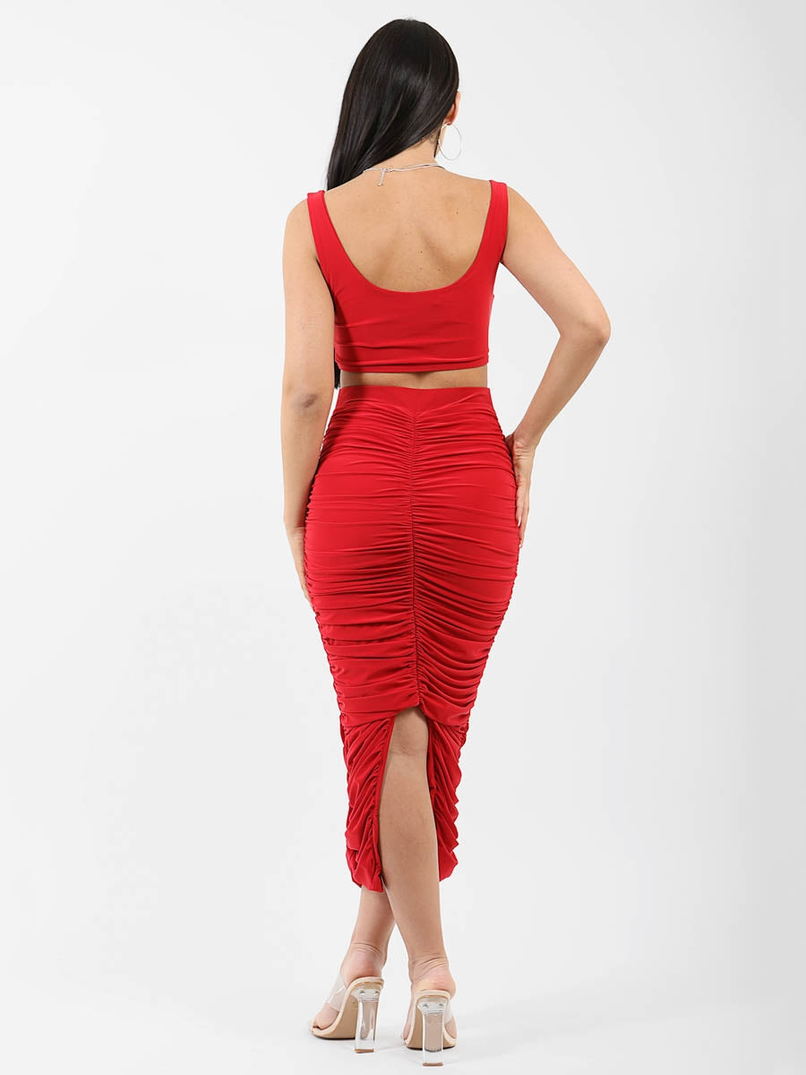 Slinky Bralet & Ruched Skirt Co-ord