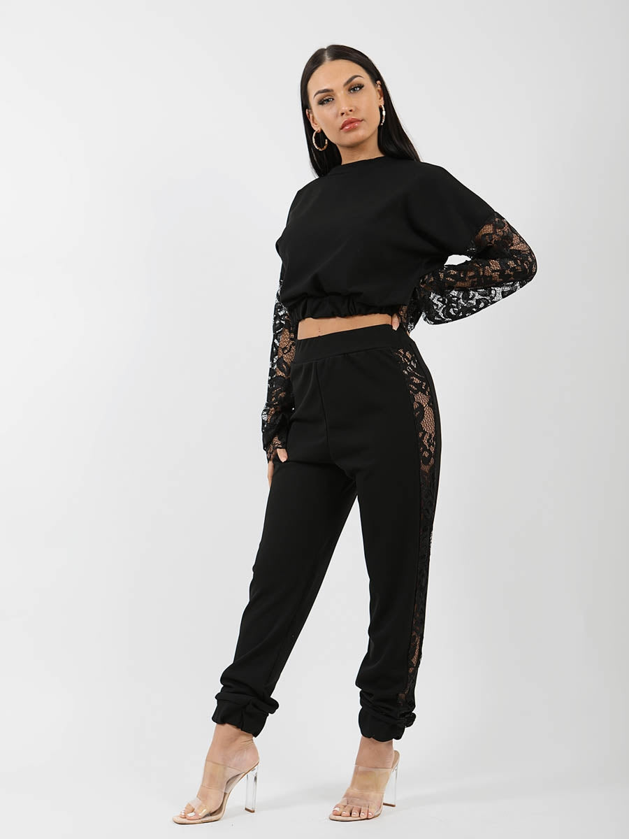 Floral Lace Sleeve & Panel Detail Co-ord