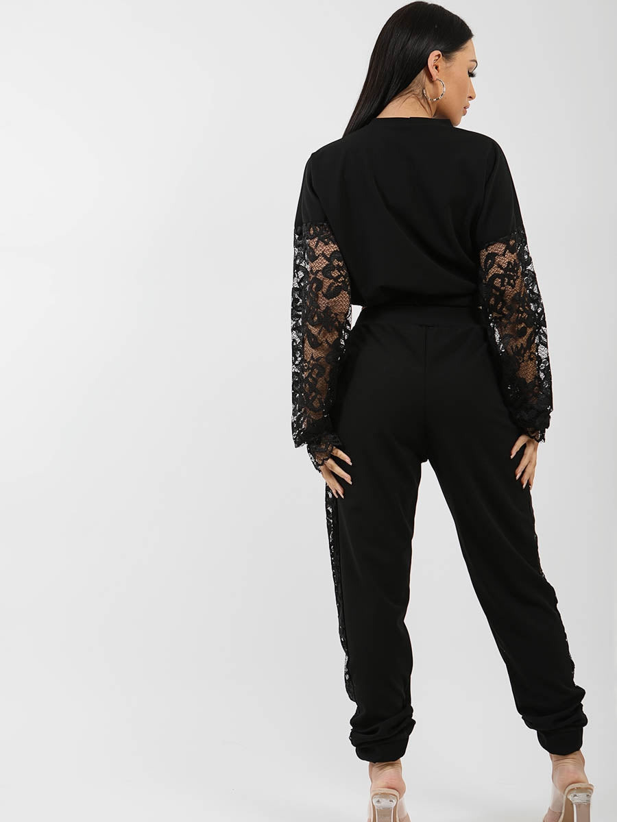 Floral Lace Sleeve & Panel Detail Co-ord