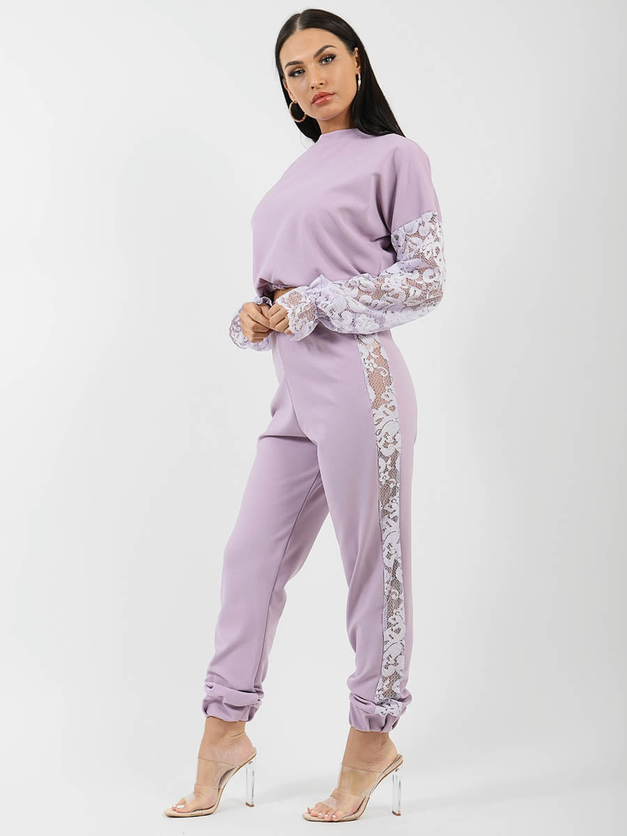 Floral Lace Sleeve & Panel Detail Co-ord