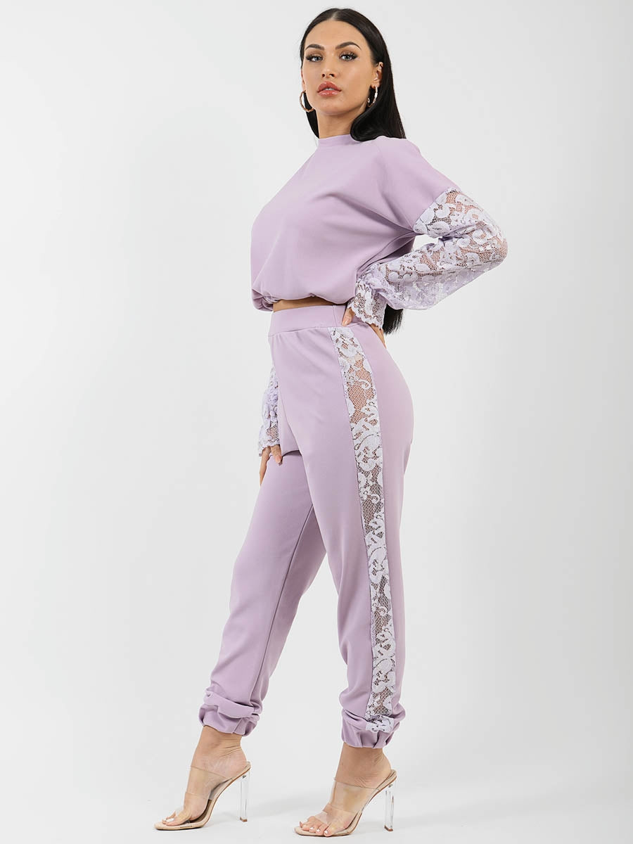 Floral Lace Sleeve & Panel Detail Co-ord