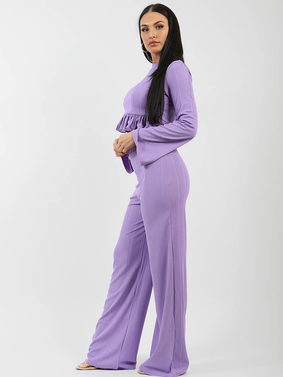 Ribbed Frill Hem Top & Trouser Co-ord