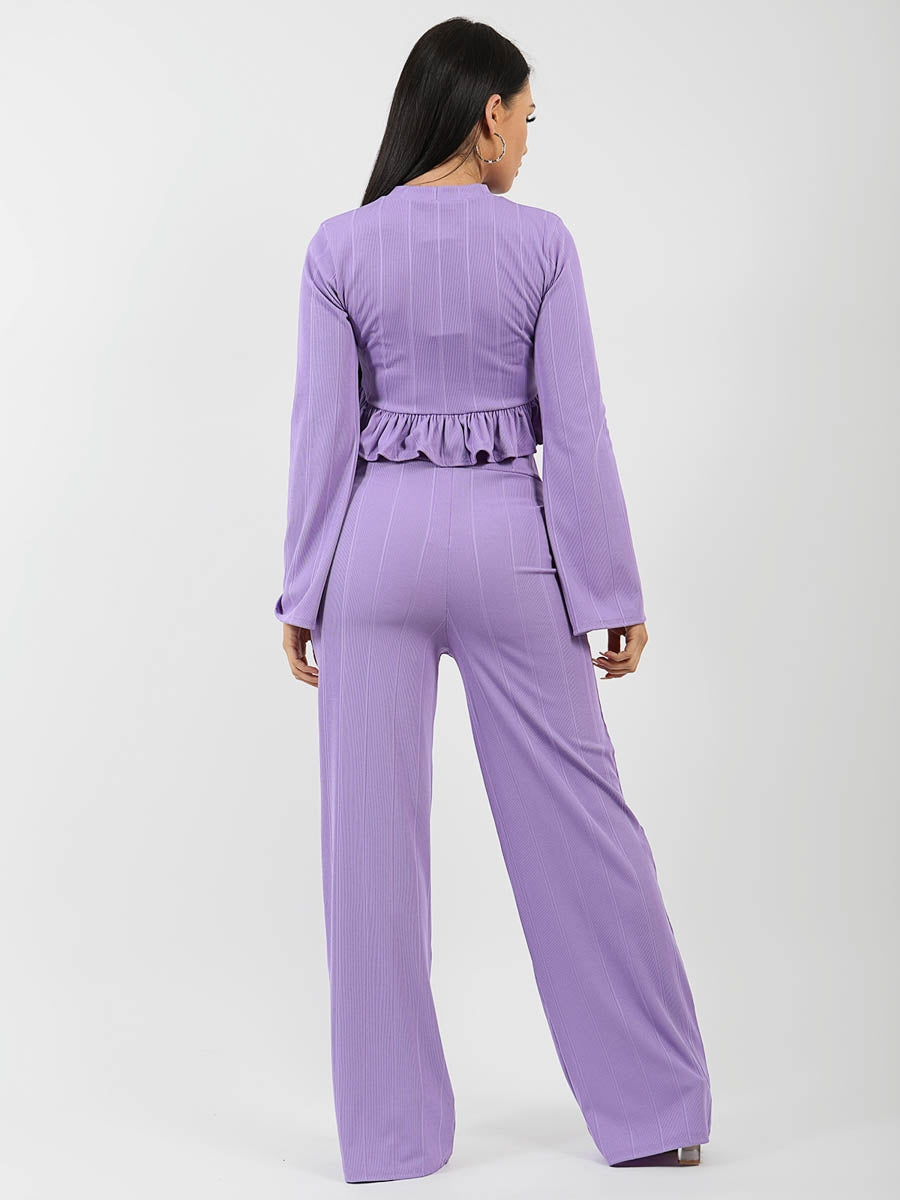 Ribbed Frill Hem Top & Trouser Co-ord