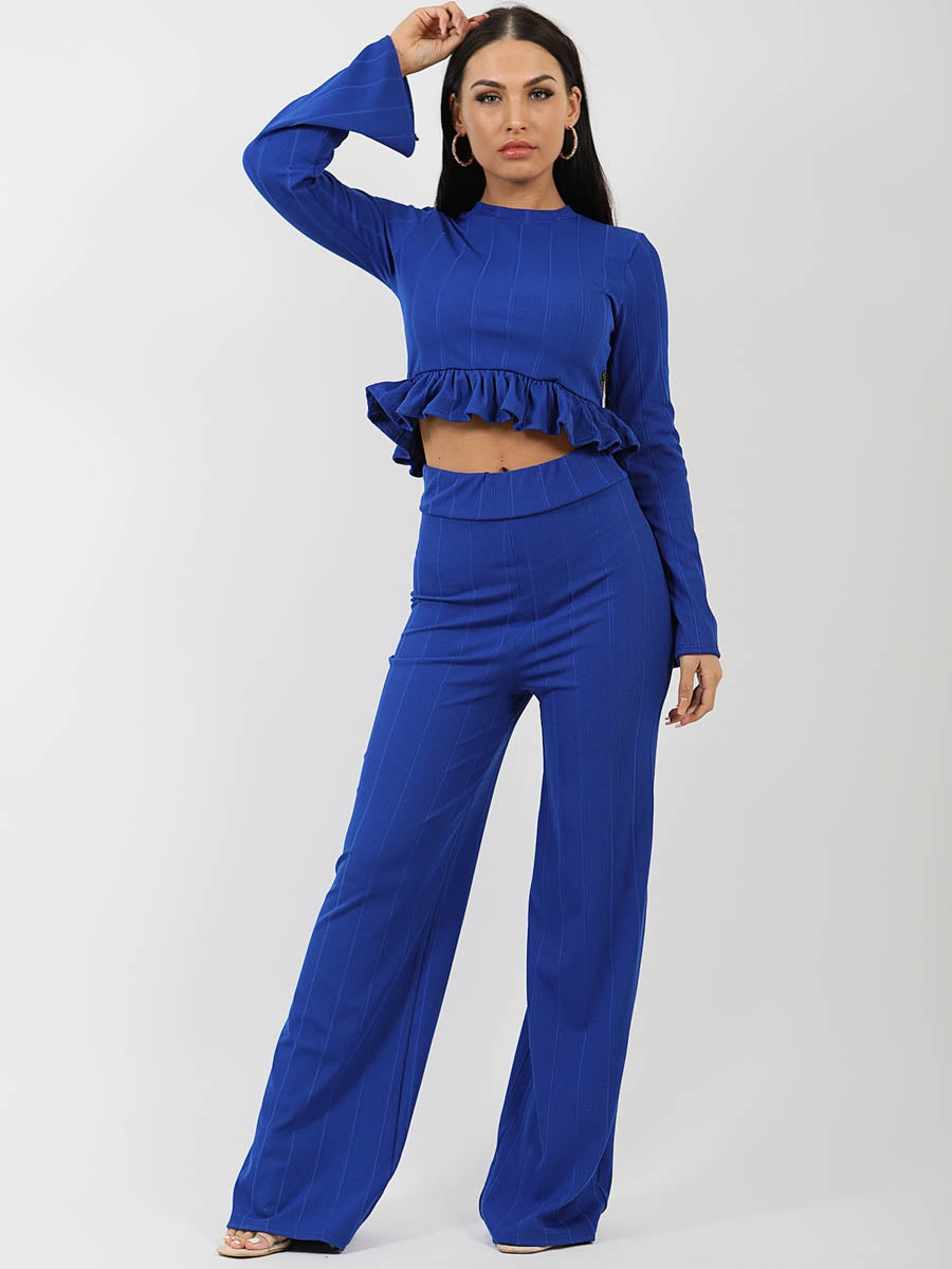 Ribbed Frill Hem Top & Trouser Co-ord