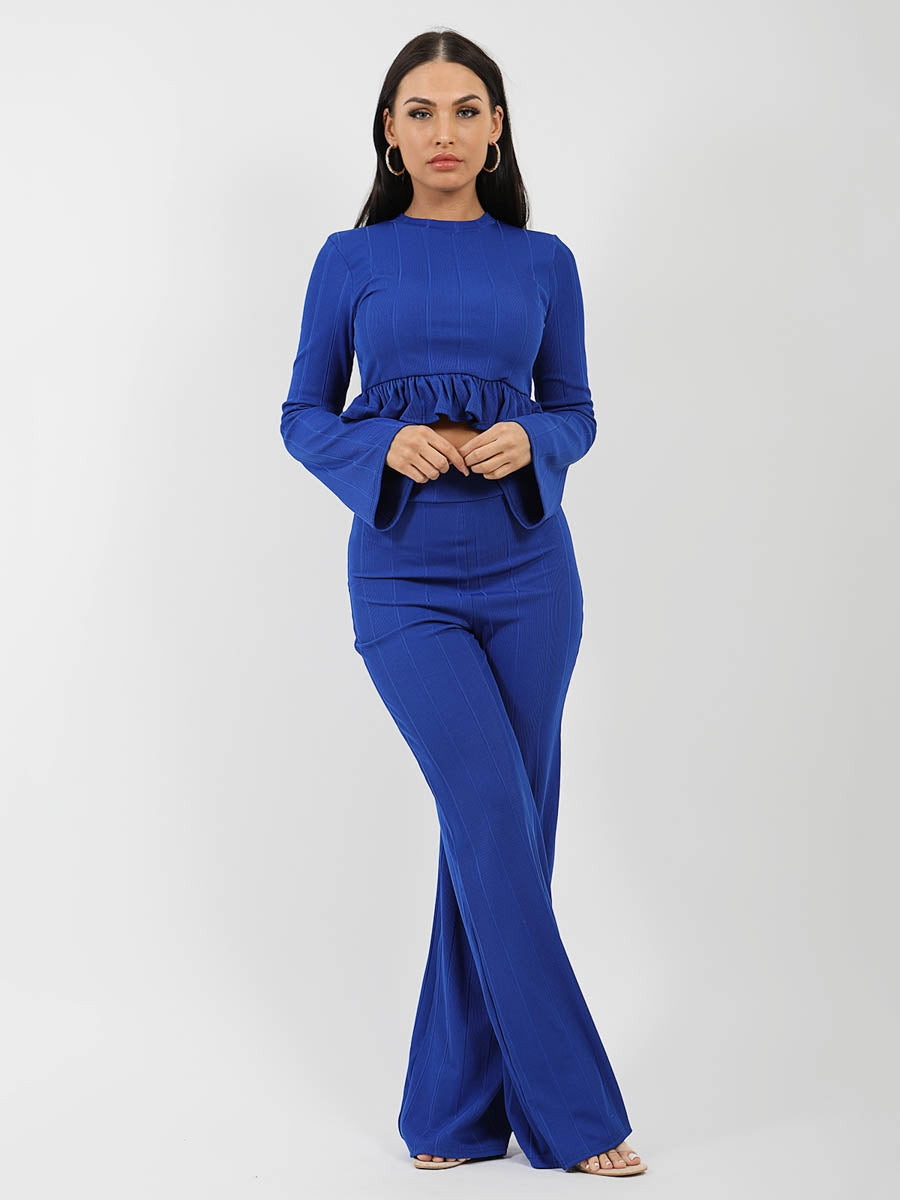 Ribbed Frill Hem Top & Trouser Co-ord