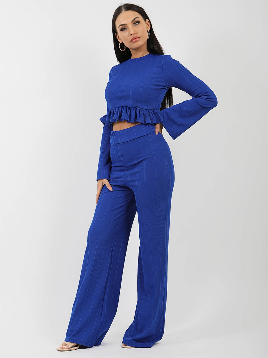 Ribbed Frill Hem Top & Trouser Co-ord