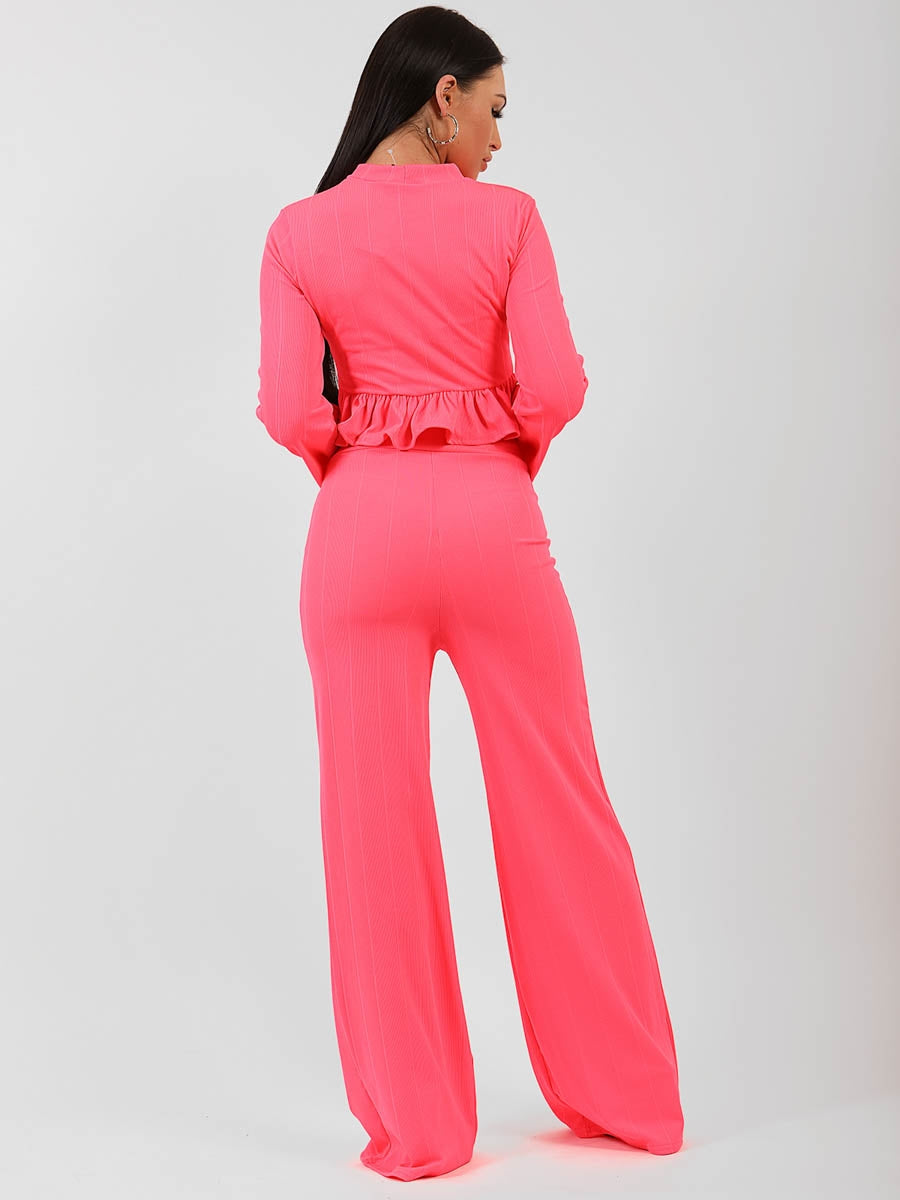 Ribbed Frill Hem Top & Trouser Co-ord