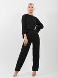 Button Detail Sleeve Ribbed Top & Trouser Co-ord