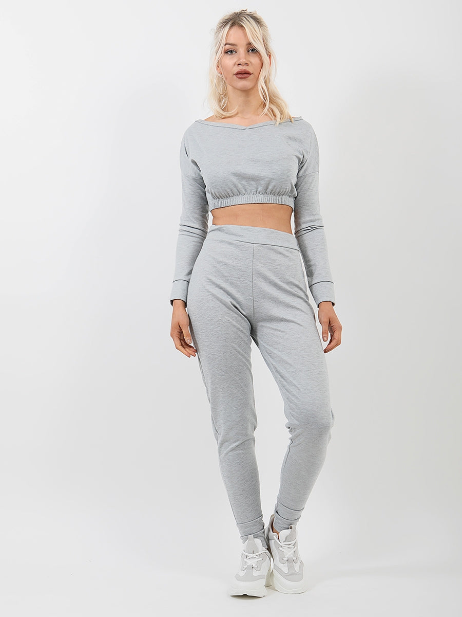 Off Shoulder Crop Top & Trouser Co-ord