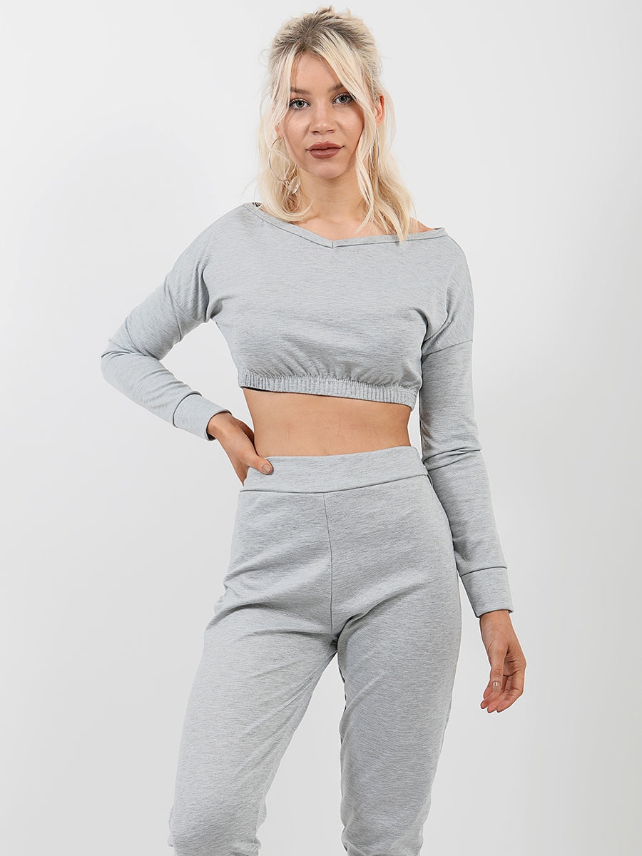 Off Shoulder Crop Top & Trouser Co-ord