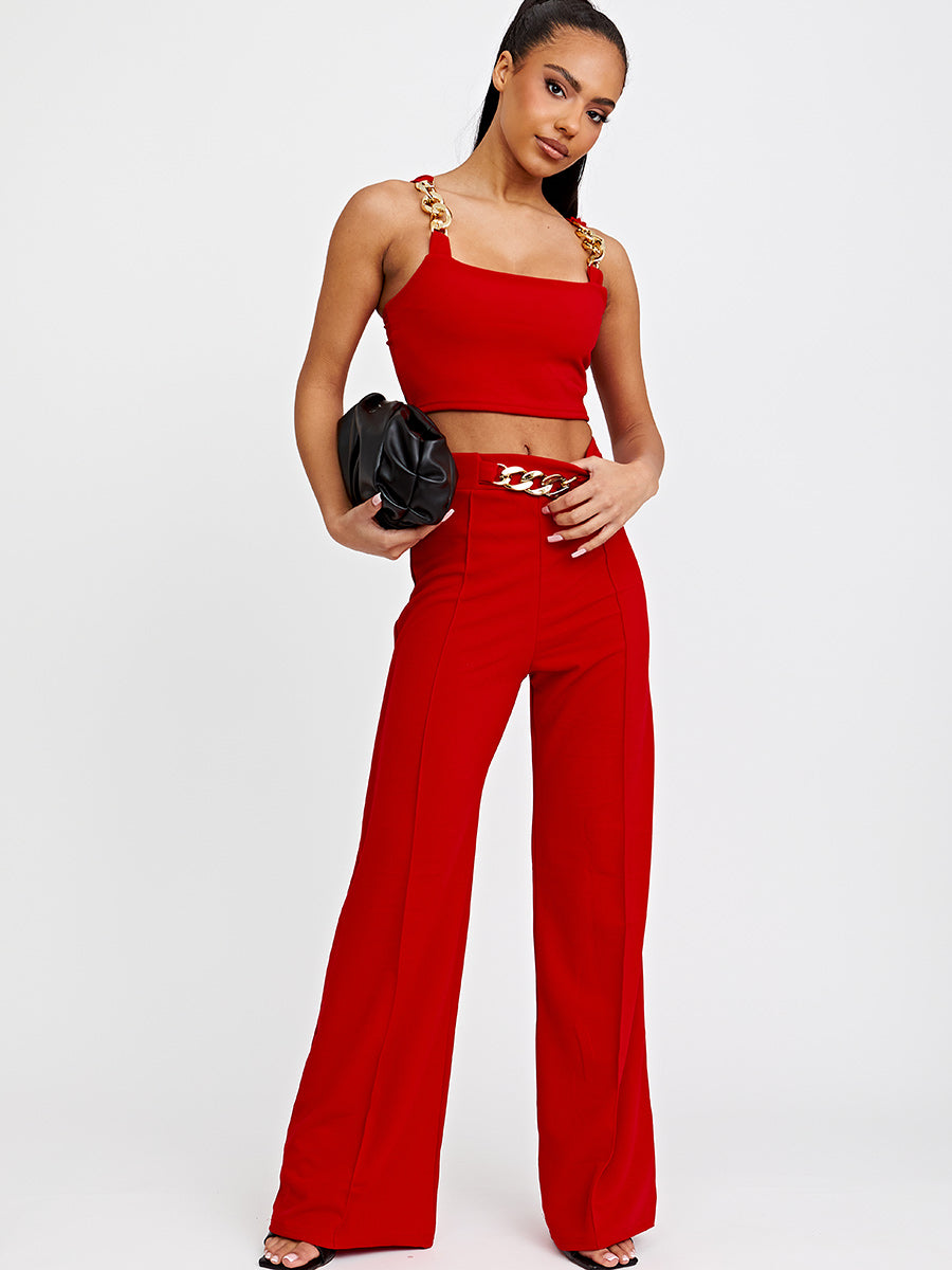 Chain Detail Crop Top & Trouser Co-ord