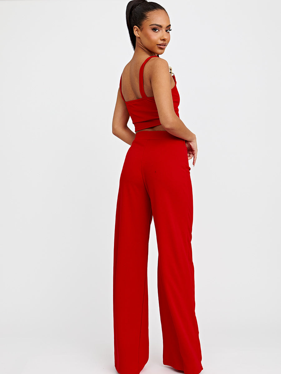 Chain Detail Crop Top & Trouser Co-ord