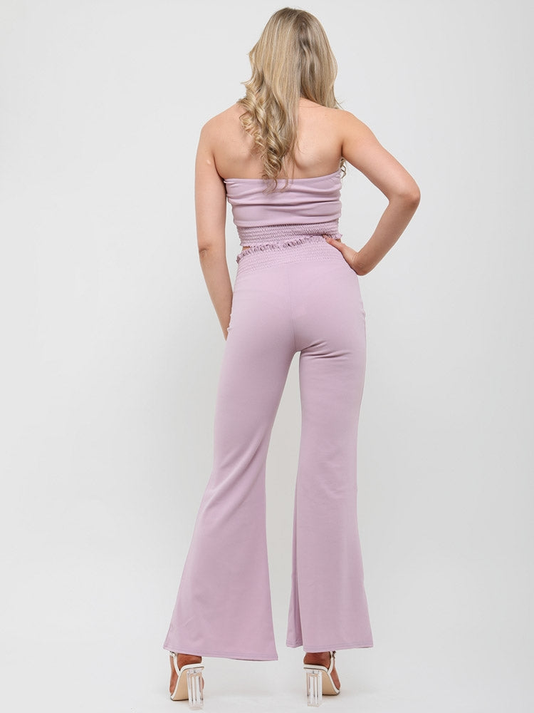 Shirred Bandeau Crop Top & Trouser Co-ord
