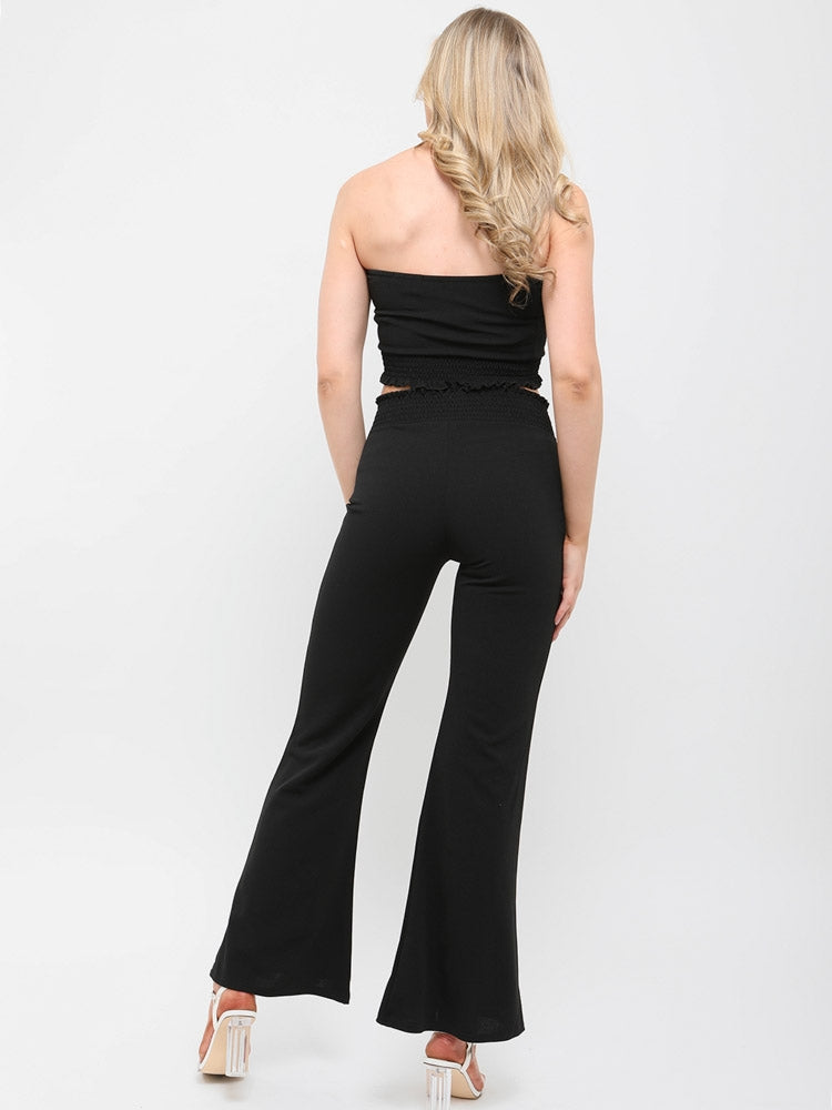 Shirred Bandeau Crop Top & Trouser Co-ord