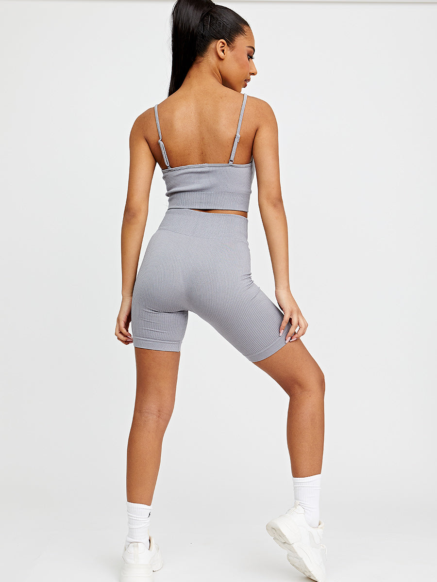 Ribbed Padded Bralet & Cycling Shorts Co-ord