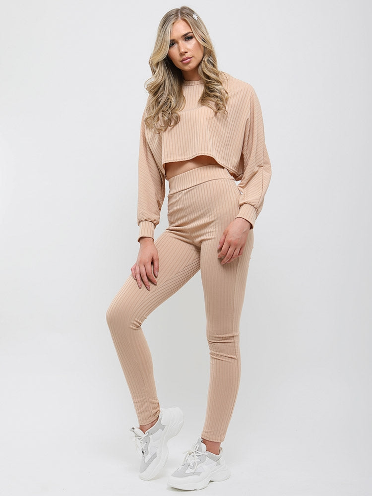 Ribbed Baggy Crop Top & Trouser Co-ord