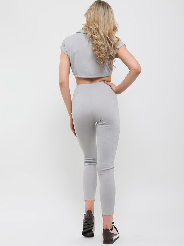 Ribbed Drawstring Crop Top & Trouser Co-ord