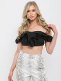 Ruffle Frill Bardot Crop Top