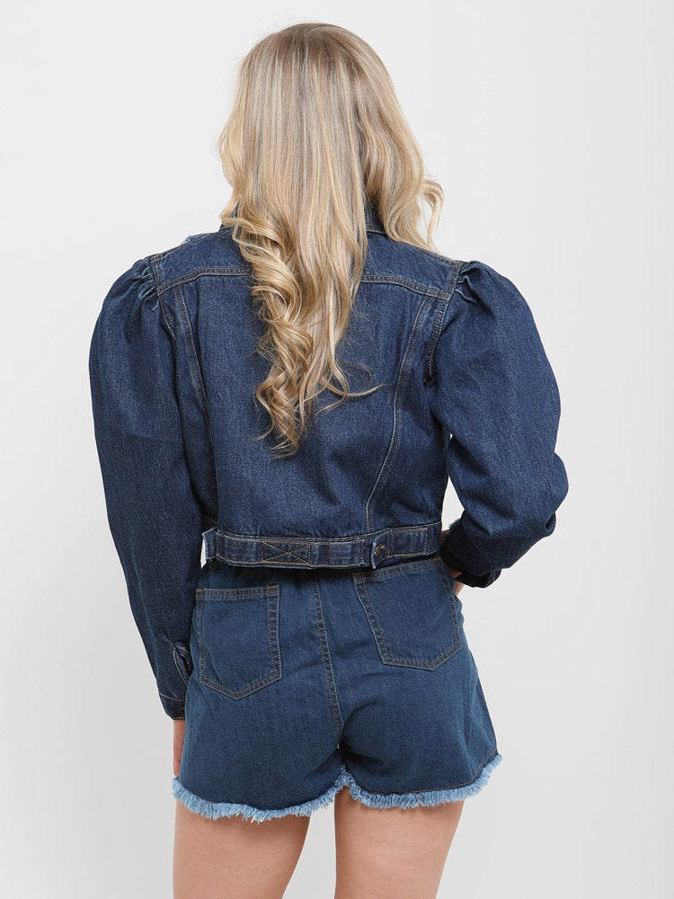 Distressed Cropped Denim Jacket