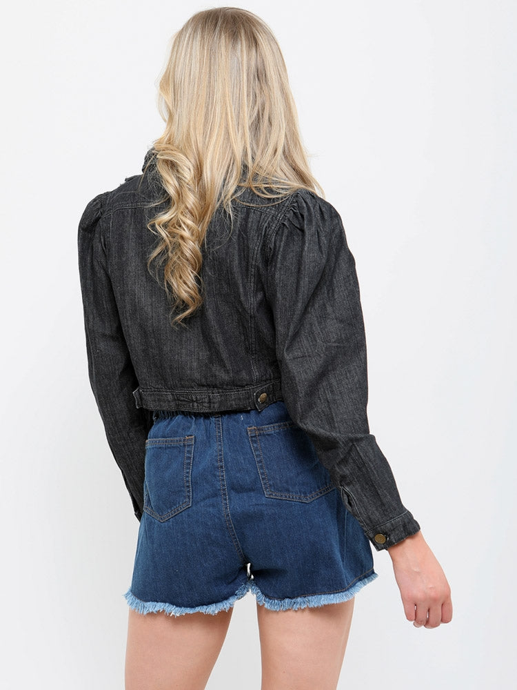 Distressed Cropped Denim Jacket
