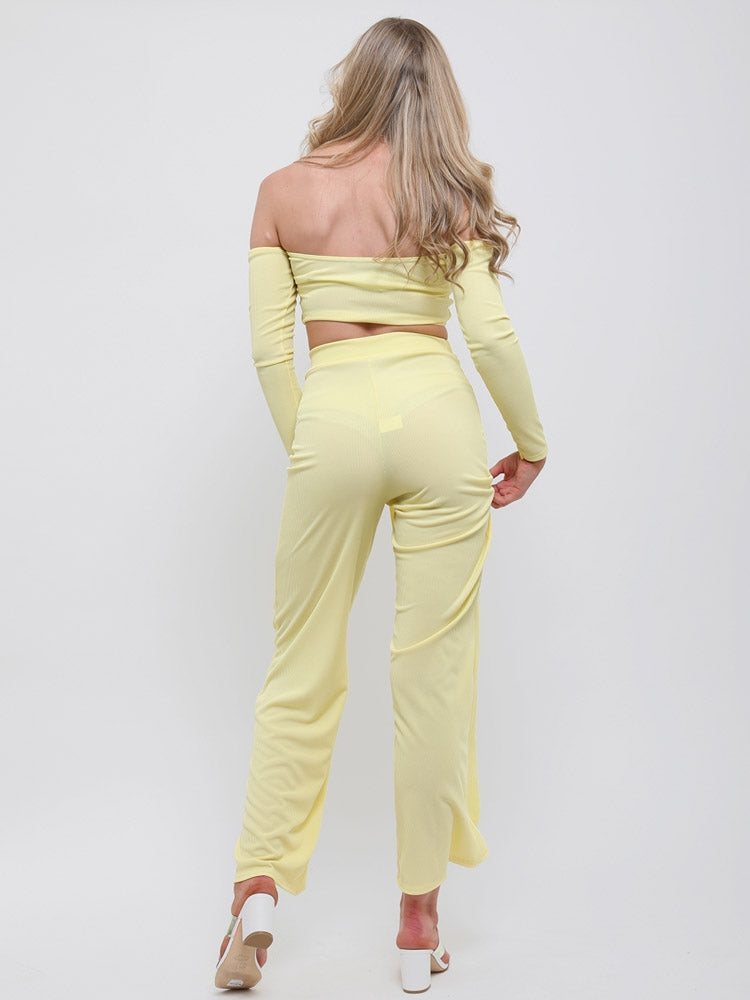 Ribbed Crop Top & D-Ring Trouser Co-ord