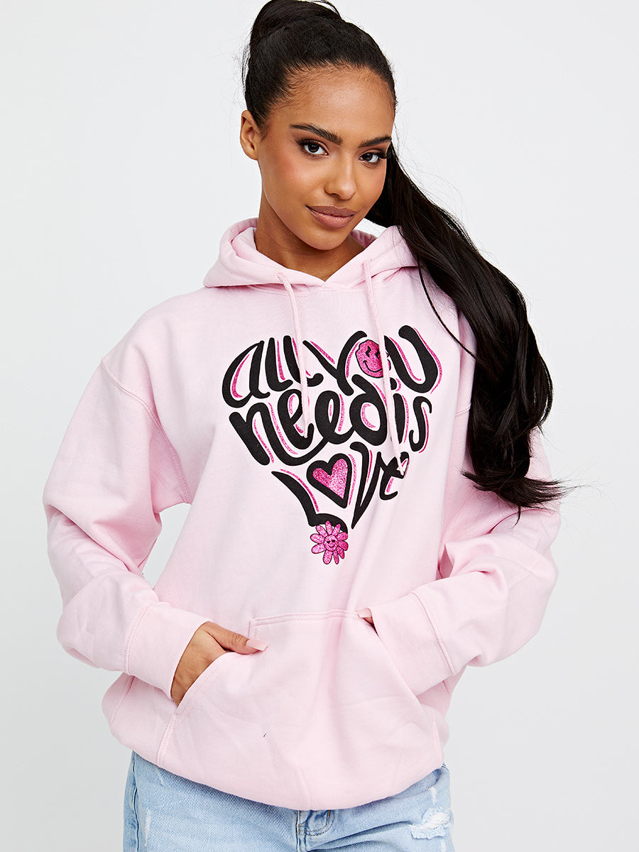 All You Need Is Love Graphic Print Hoodie