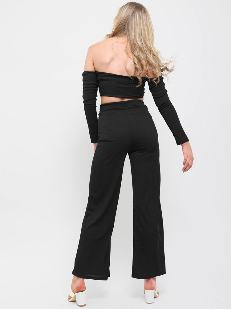 Ribbed Crop Top & D-Ring Trouser Co-ord