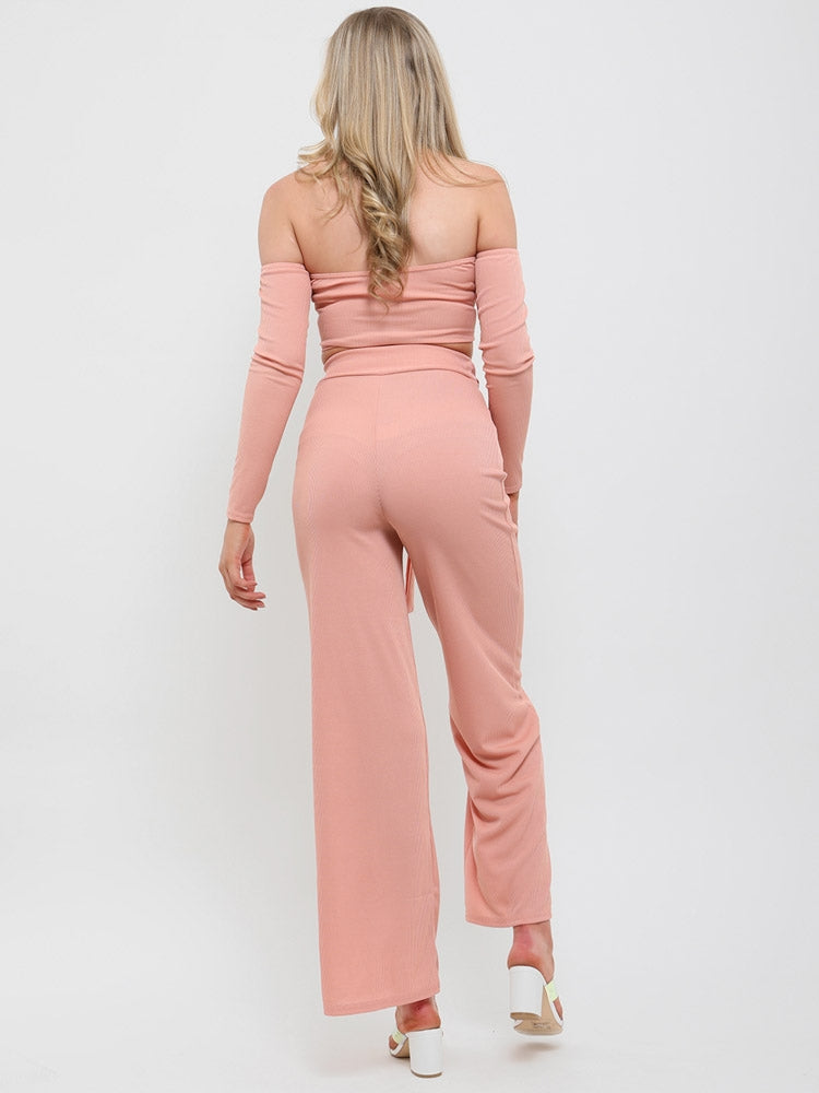 Ribbed Crop Top & D-Ring Trouser Co-ord