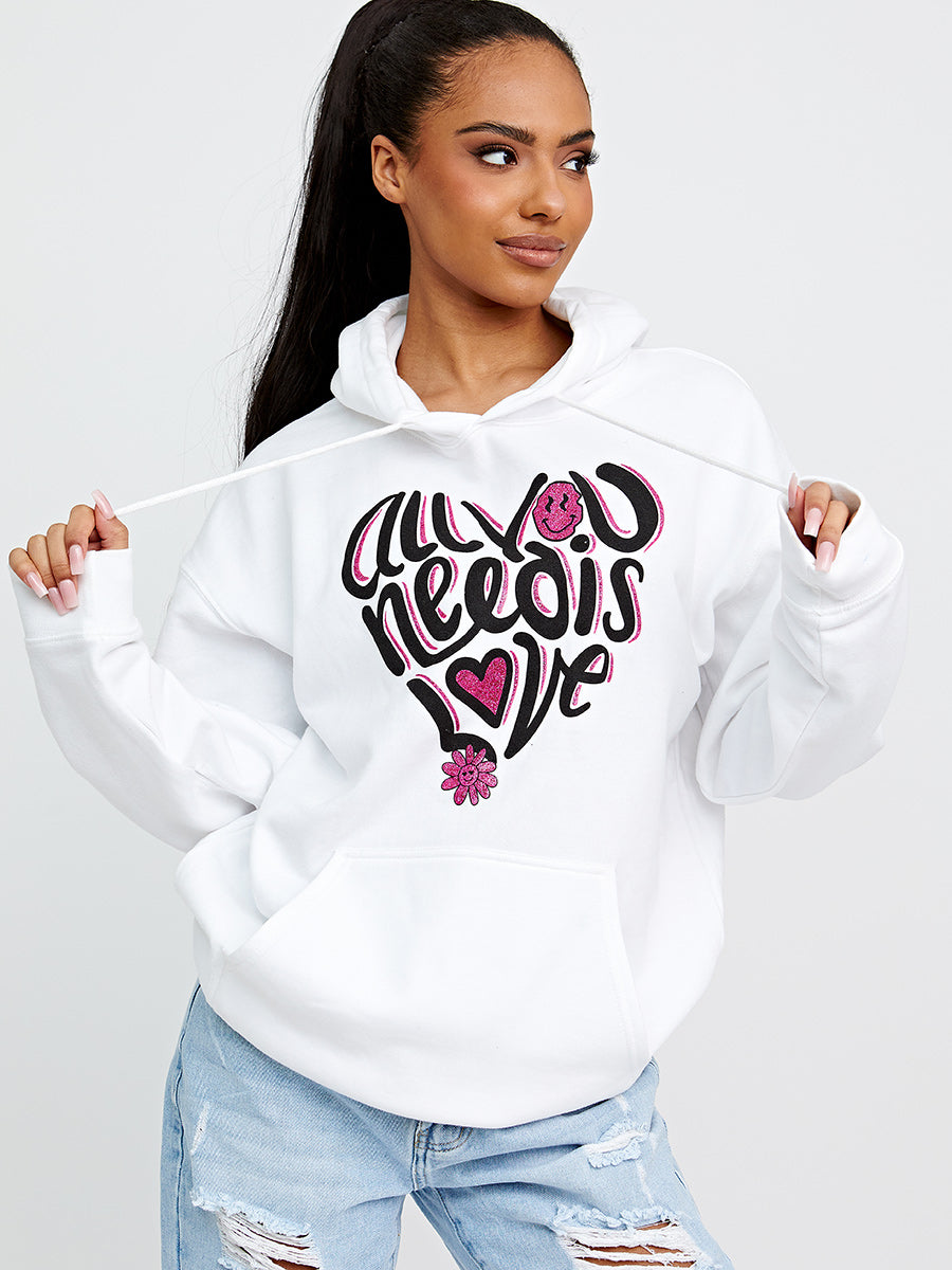 All You Need Is Love Graphic Print Hoodie