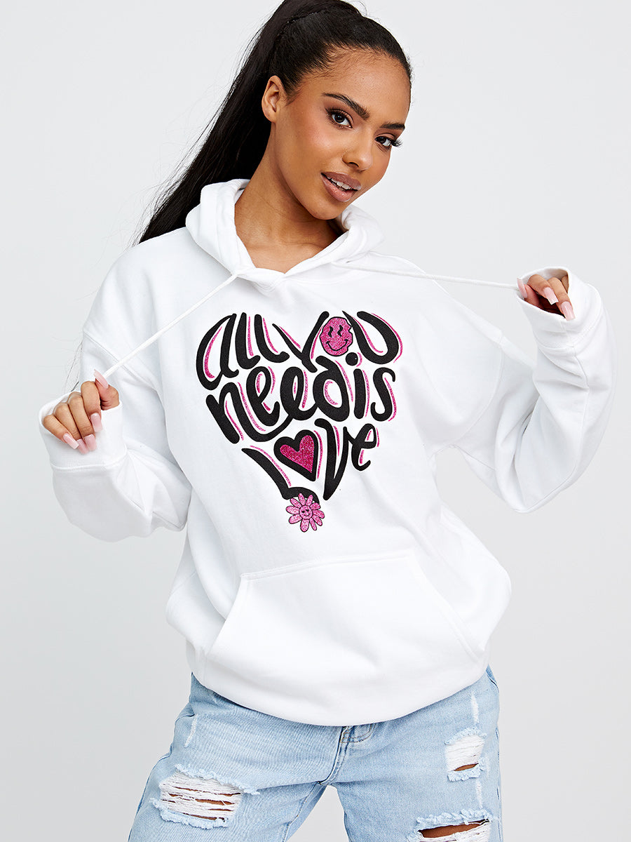All You Need Is Love Graphic Print Hoodie