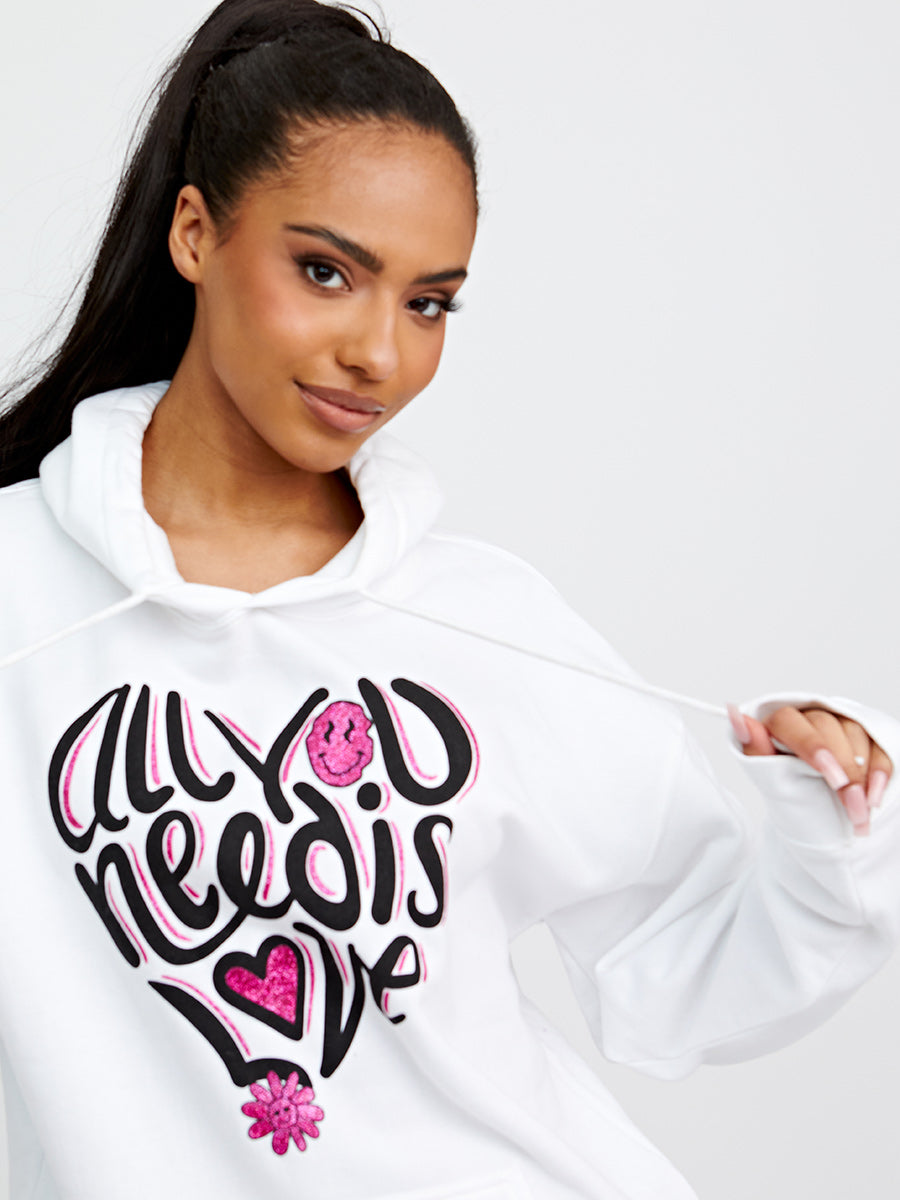All You Need Is Love Graphic Print Hoodie