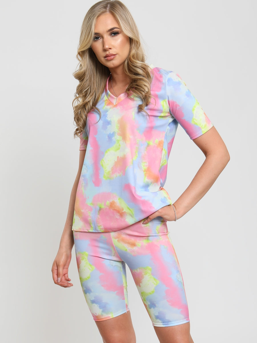 Tie Dye Top & Cycling Shorts Co-ord