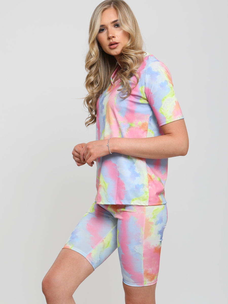 Tie Dye Top & Cycling Shorts Co-ord