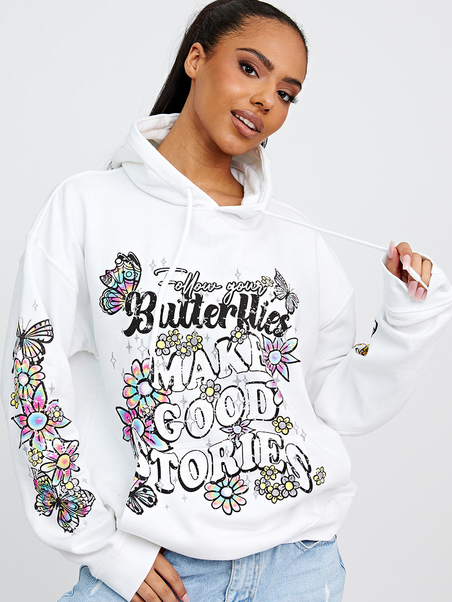 Make Good Stories Graphic Print Hoodie