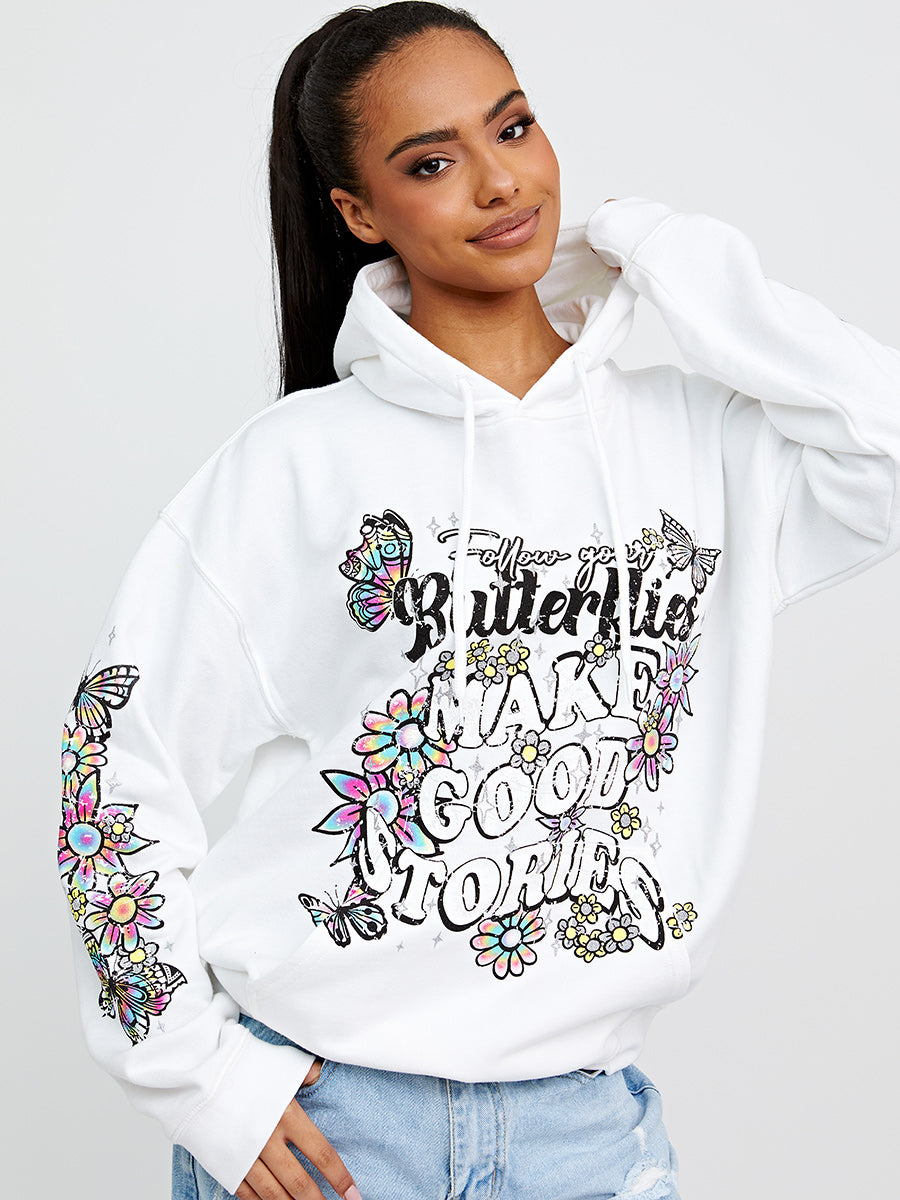Make Good Stories Graphic Print Hoodie